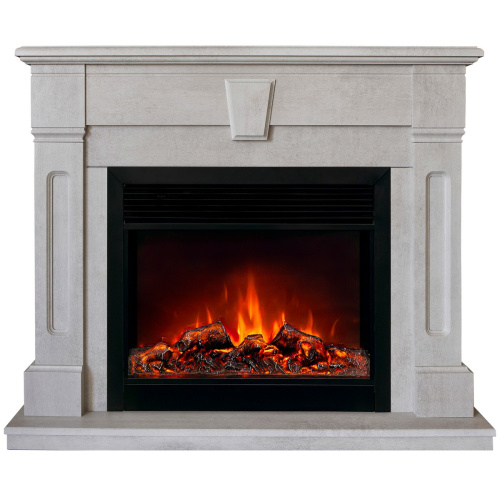 Электрокамин RealFlame Kellie 25,5/26 WT цвет белый камень с очагом Moonblaze Black