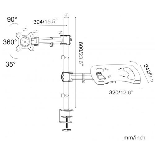 Кронштейн Cactus CS-VM-LH07-AL серебряный