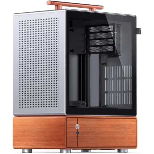 Корпус JONSBO T7 Silver без БП, боковая панель из закаленного стекла, mini-ITX, micro-ATX, серебристый