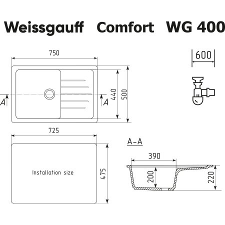 Кухонная мойка Weissgauff WG 400328 Comfort Beige Sand