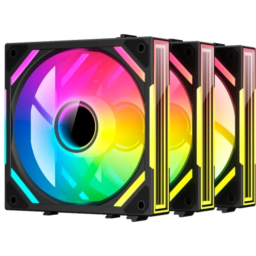 Комплект вентиляторов (3шт) XASTRA FS120B ARGB reverse triple pack 120x120x25мм ( PWM, ARGB, Infinity lighting effect., Daisy-chain , 800-2000 rpm)