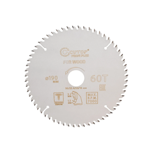 Пильный диск CUTOP 75-19060Т по дереву, 190мм, 1.5мм, 30мм