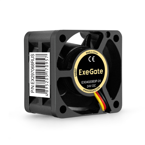 Вентилятор ExeGate EX04020B3P-24 EX297068RUS 24В DC (40x40x20 мм, 2-Ball (двойной шарикоподшипник), 3pin, 8000RMP, 33,2dBA)