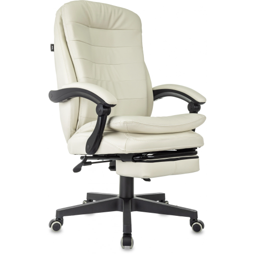 Кресло руководителя Бюрократ T-9950MSG-F слоновая кость (T-9950MSG-F/IVORY-PU) эко.кожа крестов. пластик подст.для ног