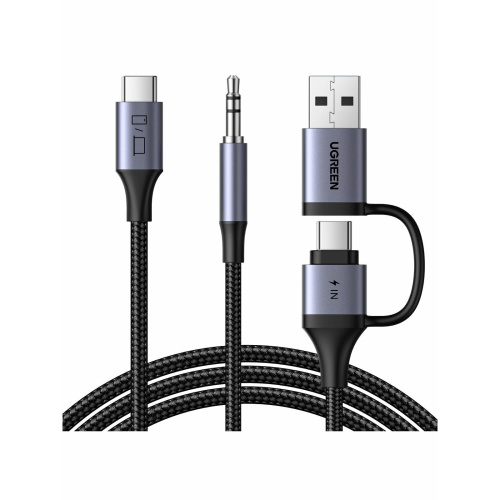 Аудиоадаптер UGREEN CM772 (45009) 2-in-1 USB-A USB-C Jack 3.5 Audio Adapter серый