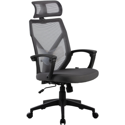 Кресло Cactus CS-MC414-GY черный/серый сетка/ткань с подголов. крестов. пластик