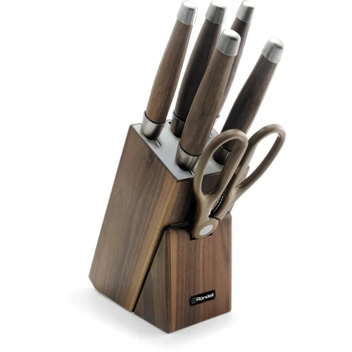 Набор ножей кухонных Rondell Glaymore RD-984 компл. 7предм. подставка/ножницы коричневый подар.коробка