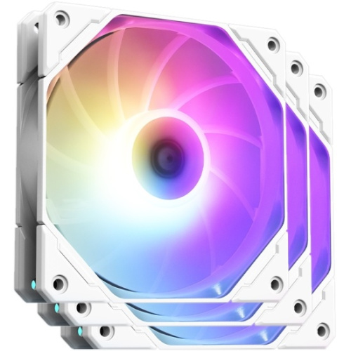 Вентилятор ID-COOLING TF-12025-Pro-ARGB-Trio White (3 in 1) 120x120x25мм (PWM, резиновые углы, белый, ARGB, 500-1800об/мин) Box