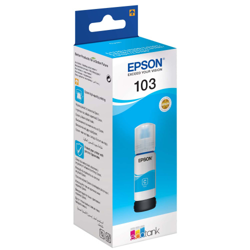 Картридж струйный Epson 103C C13T00S24A голубой (65мл) для Epson L3100/3110/3150