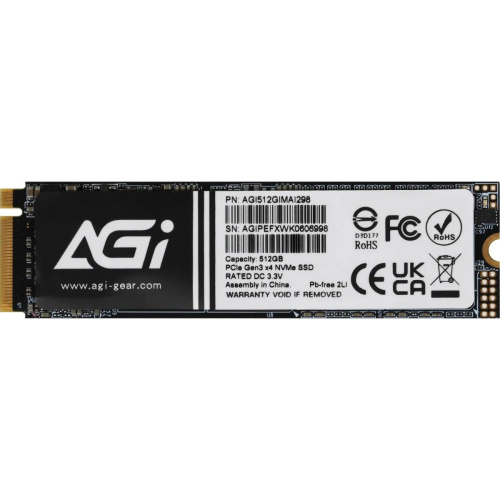 SSD AGI AI298 AGI512GIMAI298-CB M.2 PCIe 512GB Retail-Color Box