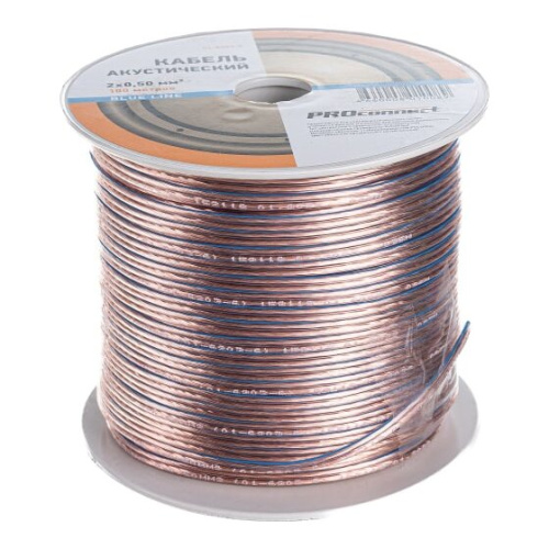 Кабель акустический PROconnect 01-6203-6 2х0,50мм² прозрачный BlueLine 100м