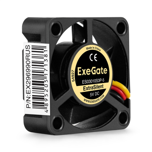 Вентилятор Exegate 5В DC ExtraSilent ES03010S3P-5 EX296990RUS (30x30x10 мм, Sleeve bearing (подшипник скольжения),3pin, 8500RMP, 24dBA)