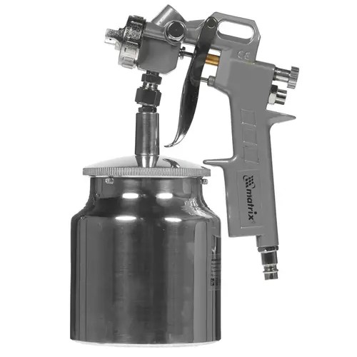 Краскопульт MATRIX 57317 с нижним бачком v-075k + сопла диаметром 1.2 1.5 и 1.8мм