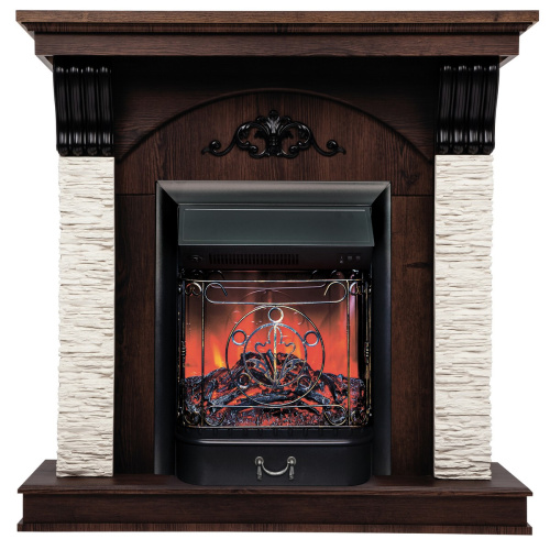 Электрокамин RealFlame Corfino NT орех с очагом Majestic Lux Black
