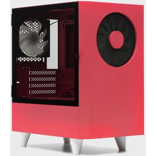 Корпус WIZMAX EM1 Woofer Red без БП M-ATX Mini-Tower, TG, 1x160mm + LED, 1xUSB-A 3.0 2.0, mATX, mITX