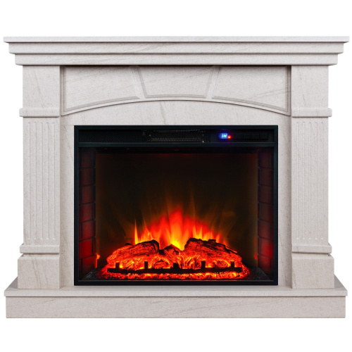 Электрокамин RealFlame History 25,5 WT цвет натуральный камень с очагом Sparta 25,5 LED