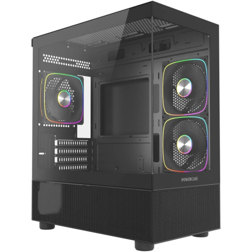 Корпус Powercase Vision Micro M2 ARGB (CVMBM2-A3), Tempered Glass, 3x 120mm ARGB PWM Fan, чёрный, mATX