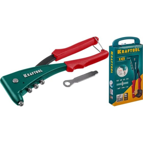 Заклепочник KRAFTOOL KraftSteel (31173-H6 z01) d-2,4/3,2/4,0/4,8 мм - алюминий и сталь, d-2,4/3,2/4,0 - нерж. сталь
