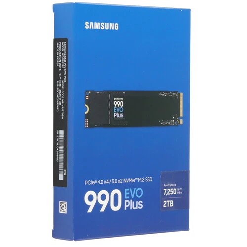 SSD Samsung 990 Evo Plus (MZ-V9S2T0BW) 2.0Tb M.2 (PCI-E 5x2/4x4, 7250/6300MBs, 3D TLC, NVMe 2.0, 1200TBW, 22х80mm)