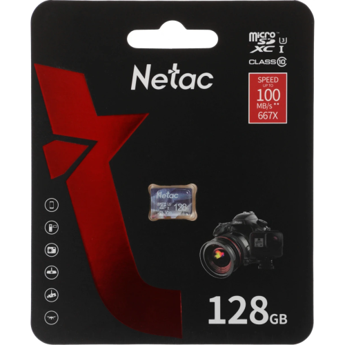 Карта памяти Netac P500 Ultra (NT02P500ULT-128G-S) microSDHC 128GB (без SD адаптера) 100MB/s