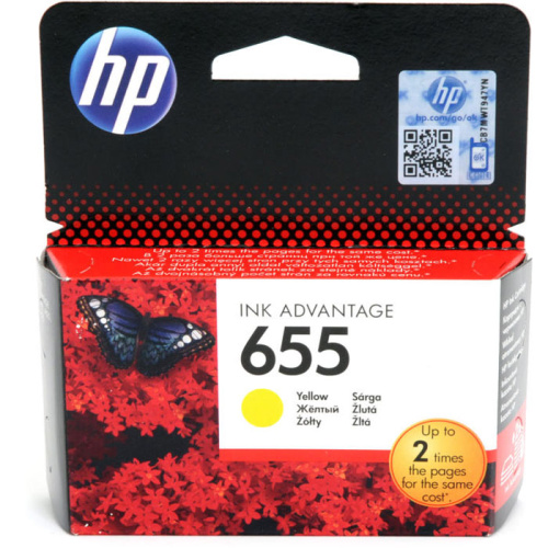 Картридж струйный HP 655 CZ112AE желтый (600стр.) для HP DJ IA 3525/4615/4625/5525/6525
