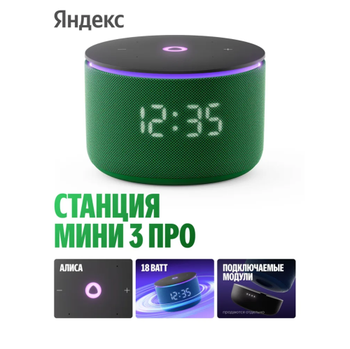 Умная колонка ЯНДЕКС Станция Мини 3 Про Алиса YNDX-00059GRN зеленый