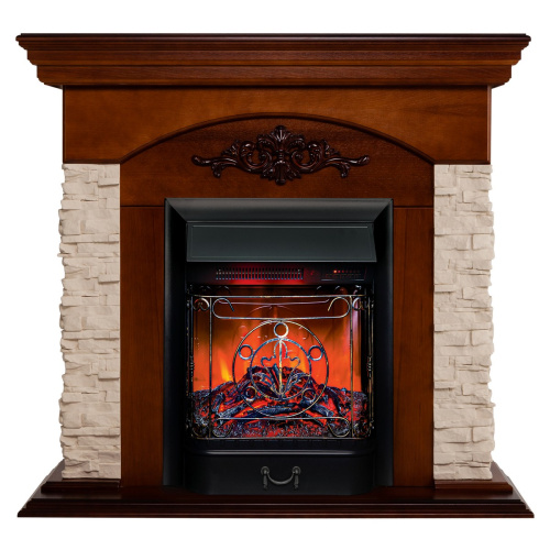 Электрокамин RealFlame Neapolis NT орех с очагом Majestic Lux Black RC