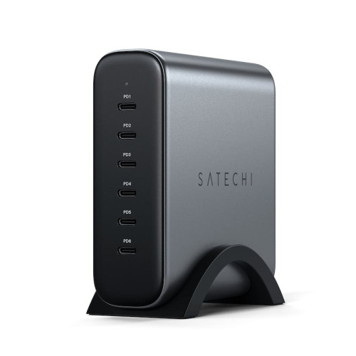 СЗУ Satechi ST-C200GM-EU 200W USB-C 6-Port PD GaN Charger EU space gray