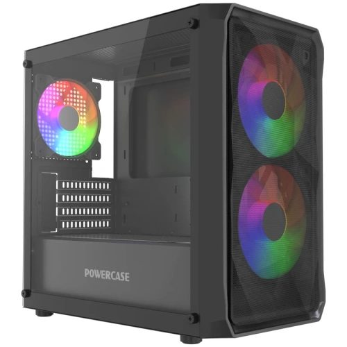 Корпус Powercase Mistral Micro A3B ARGB V2 (CMMAB-A3-V2), Tempered Glass, 2x 140mm ARGB PWM+1x 120mm ARGB PWM, чёрный, mATX