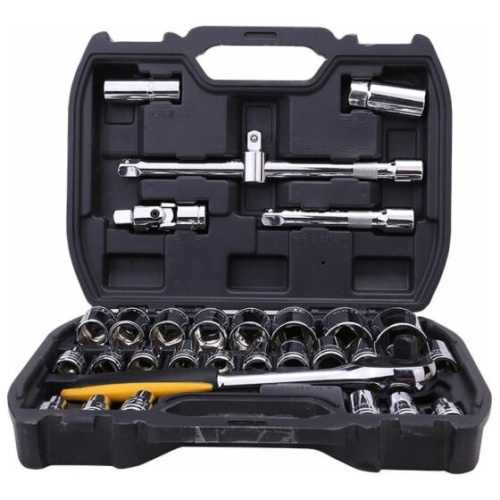 Набор торцевых головок и ключей Deli DL1032 32шт 1/2"; Муфты из стали 50BV30 Cr-V, высококачественная пластиковая коробка