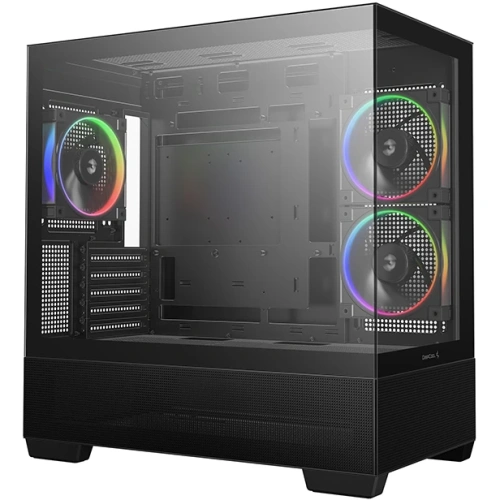 Корпус Deepcool CG380 3F без БП, боковое окно (панорама), 3x120mm ARGB PWM вентилятора, черный, mATX