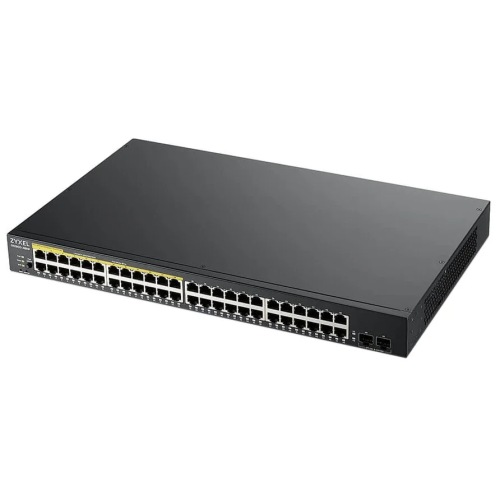 Kоммутатор Zyxel GS1900-48HPv2 Smart (GS1900-48HPV2-EU0101F) L2 PoE + switch, rack 19 ", 48xGE (24xPoE +), 2xSFP, PoE budget 170 W