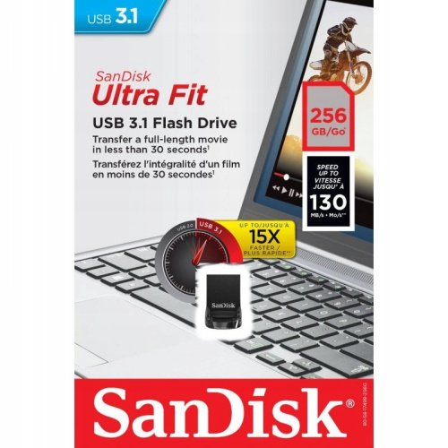 USB-флешка Sandisk SDCZ430-256G-G46 Ultra Fit USB 3.1 256GB - Small Form Factor Plug & Stay Hi-Speed USB Drive