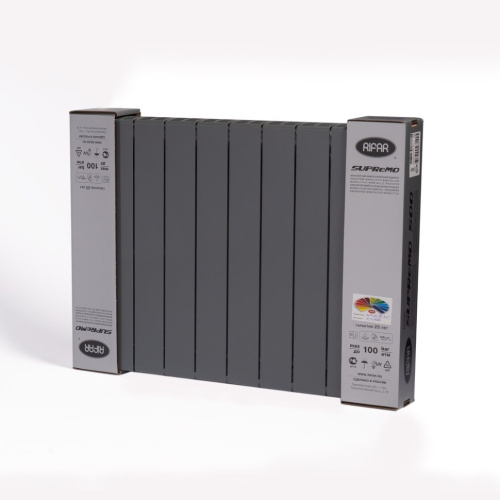 Биметаллический радиатор отопления Rifar Supremo Ventil SVR 350 10 секций нижнее правое подключение титан