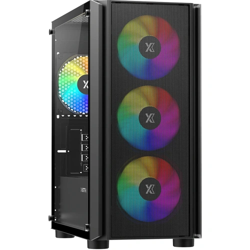 Корпус XASTRA A402M 4ARGB-C6 Black (A402M-4FC12A-BK-C6) mATX/Mesh/full-size TG/ 4x120mm ARGB PWM fans/Argb+PWM HUB 6port