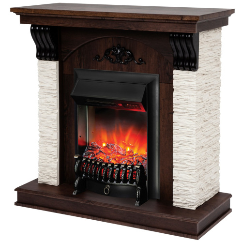 Электрокамин RealFlame Corfino NT орех с очагом Fobos Lux Black RC