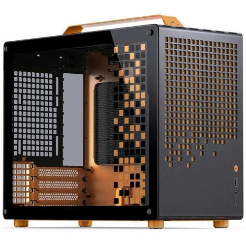 Корпус JONSBO Jonsplus Z20 Orange/Black без БП, боковая панель из закаленного стекла, mini-ITX, micro-ATX, черно-оранжевый