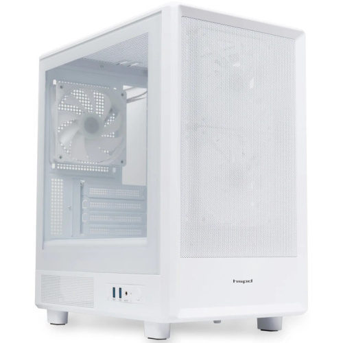 Корпус HSPD M310 (M310-TGWH-ARGB), без БП, Mesh Mini-tower, White, TG, 0.4 SPCC, 3x120mm ARGB mATX, mITX 180/280/160mm 1x2.5", 4xPCI 2xUSB-A 3
