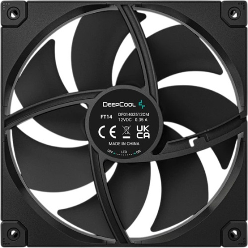 Вентилятор DEEPCOOL FT14 140x140x25мм (PWM, White LED, черный, 500-1650об/мин) Color BOX