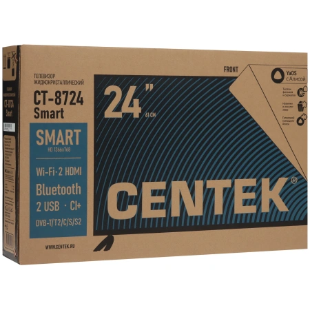 24" Телевизор Centek CT-8724 черный 1366x768, HD Ready, 60 Гц, Wi-Fi, Smart TV, Android TV