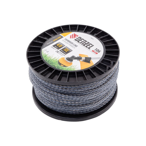 Леска для триммера Denzel Extra Cord 96826 двухкомпонентная витой квадрат, 4,0ммх106м, на DIN катушке