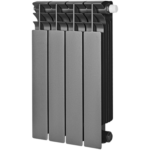 Биметаллический радиатор отопления Stout Titan Ventil 500 4 секции графит RAL 7024