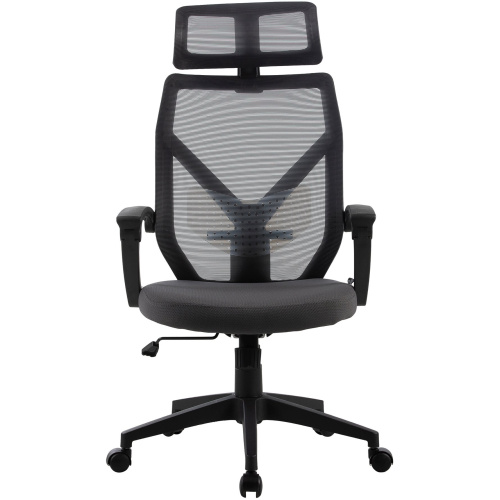 Кресло Cactus CS-MC414-GY черный/серый сетка/ткань с подголов. крестов. пластик