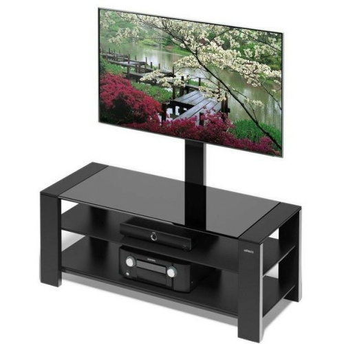 Стойка для ТВ HOLDER TV-32110 черный матовый+черное стекло