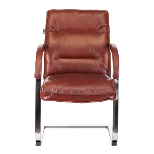 Кресло Бюрократ T-9927SL-LOW-V/CHOK светло-коричневый Leather Eichel кожа низк.спин. полозья металл хром