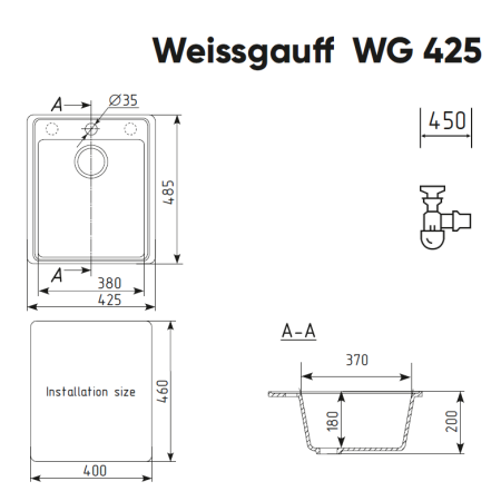 Мойка Weissgauff WG 42508 Anthracite