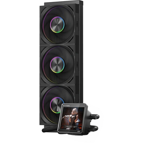 СВО PcCooler DT360 ARGB Display BK (300W, 360mm, LED temp., Black, Fans 3x120mm, 83.83CFM, 3000RPM/ Pump height)