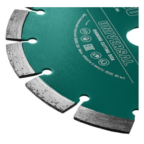 Диск алмазный сегментный по железобетону, высокопрочному бетону KRAFTOOL Universal (36680-230) 230 мм,