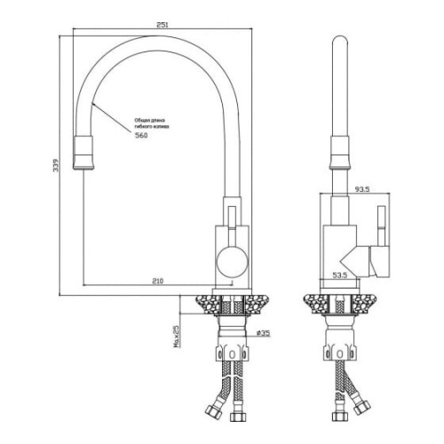 Смеситель для кухни Olive's Balear 13435-3BL