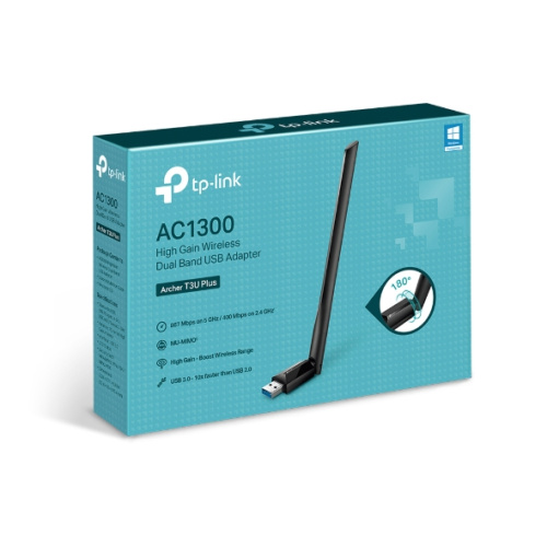 Сетевой адаптер TP-Link (Archer T3U Plus) AC1300/USB 3.0/WiFi (ант.внеш.несъем.)